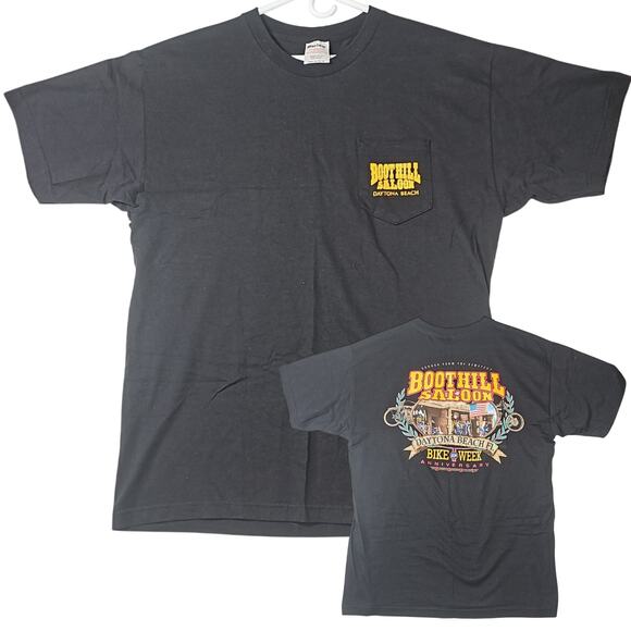 Vintage 2001 Boot Hill Saloon Bike Week Shirt Mens Black XL 60th Daytona Beach - Picture 1 of 7